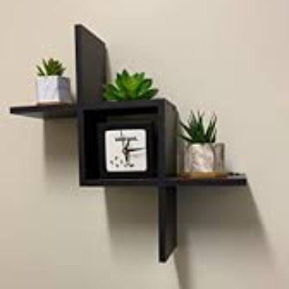 AS IS CRISS CROSS WALL SHELF POUND FLOATING HOME DECOR PLANT SHELF lattice - Picture 1 of 5
